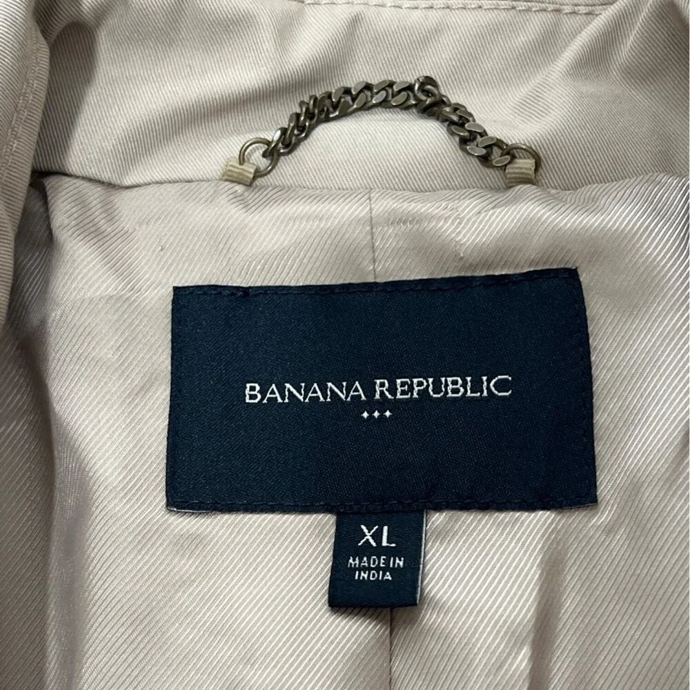 Banana Republic Classic Trench Coat Womens XL Classic Double Breasted Khaki - Picture 3 of 11